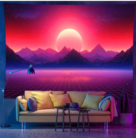 Retro Style Sunset Tapestry